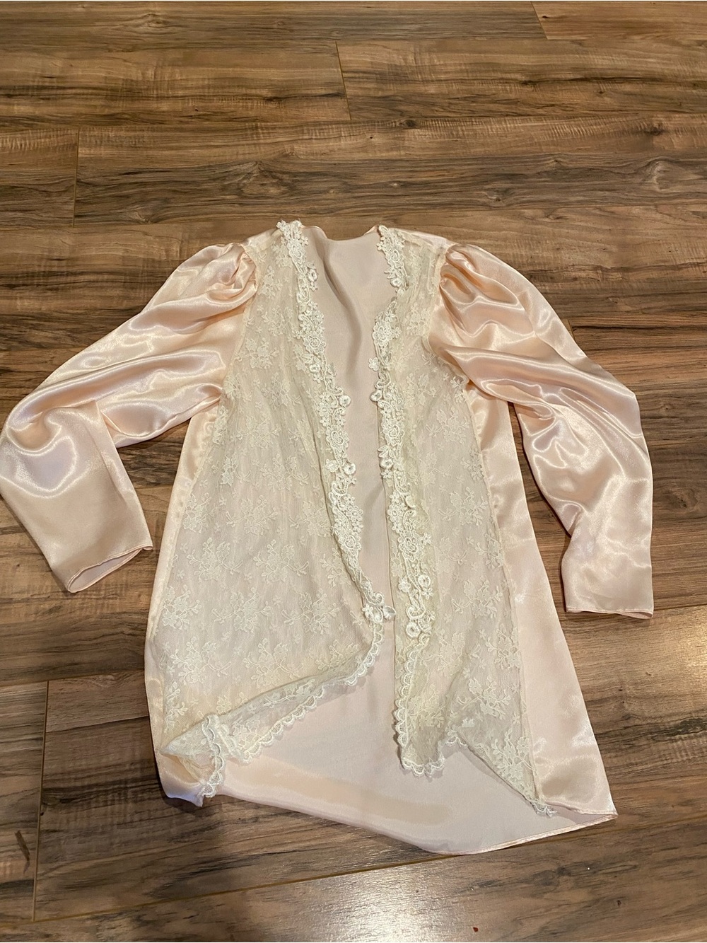 Satin Lace-Trim Women's Bed Jacket Cover - Soft Blush